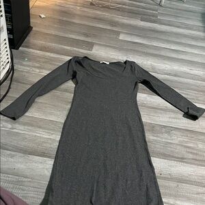 Elegant Gray Long Sleeve Dress